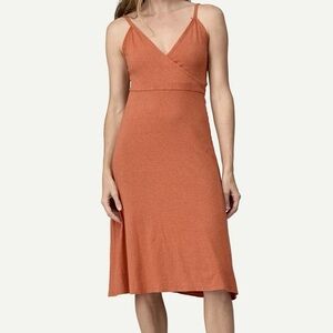 Patagonia Light Blush Orange Wrap Dress hemp organic cotton blend